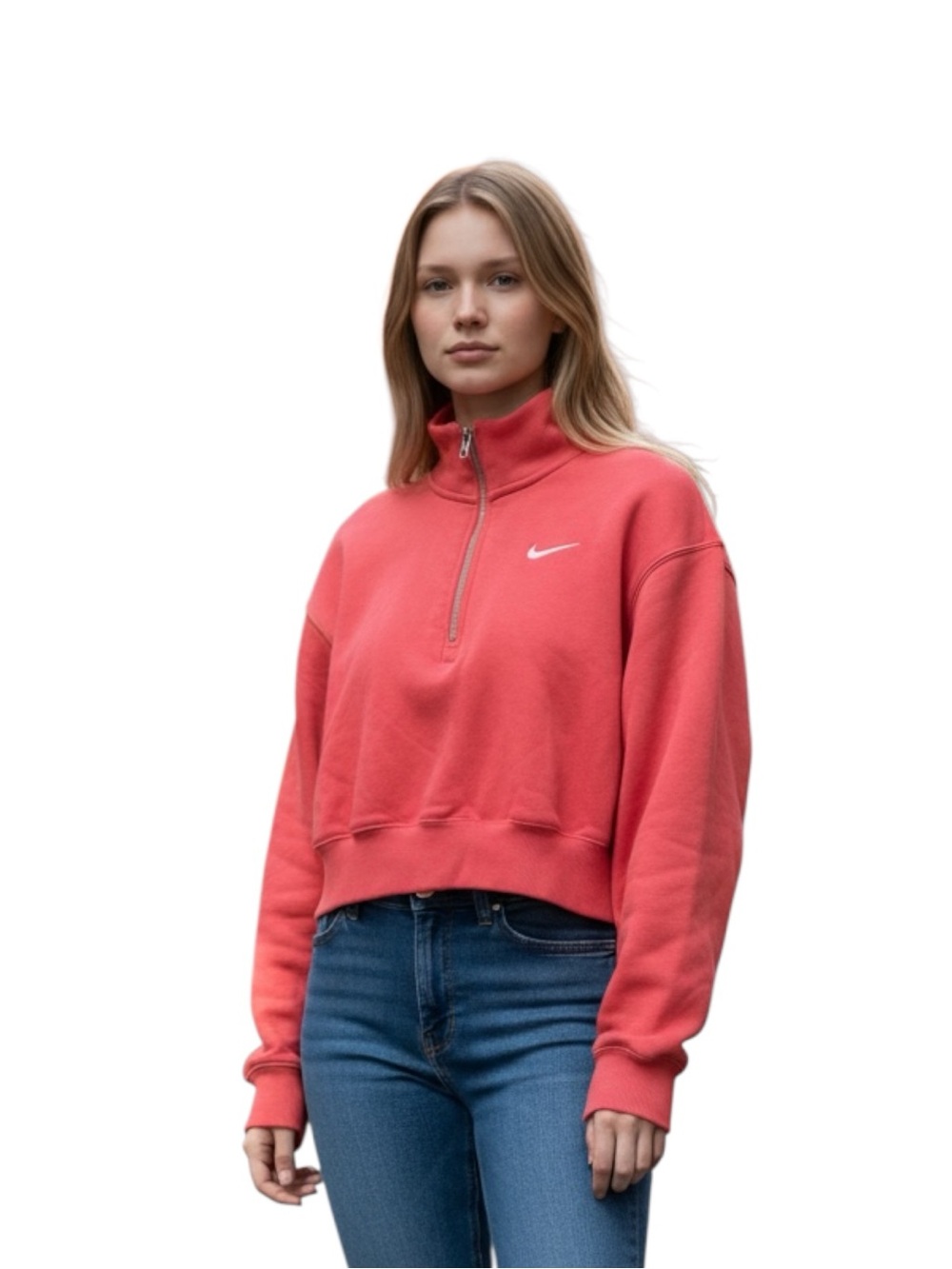 Nike Women's Coral Quarter-Zip Crop Pullover Size S